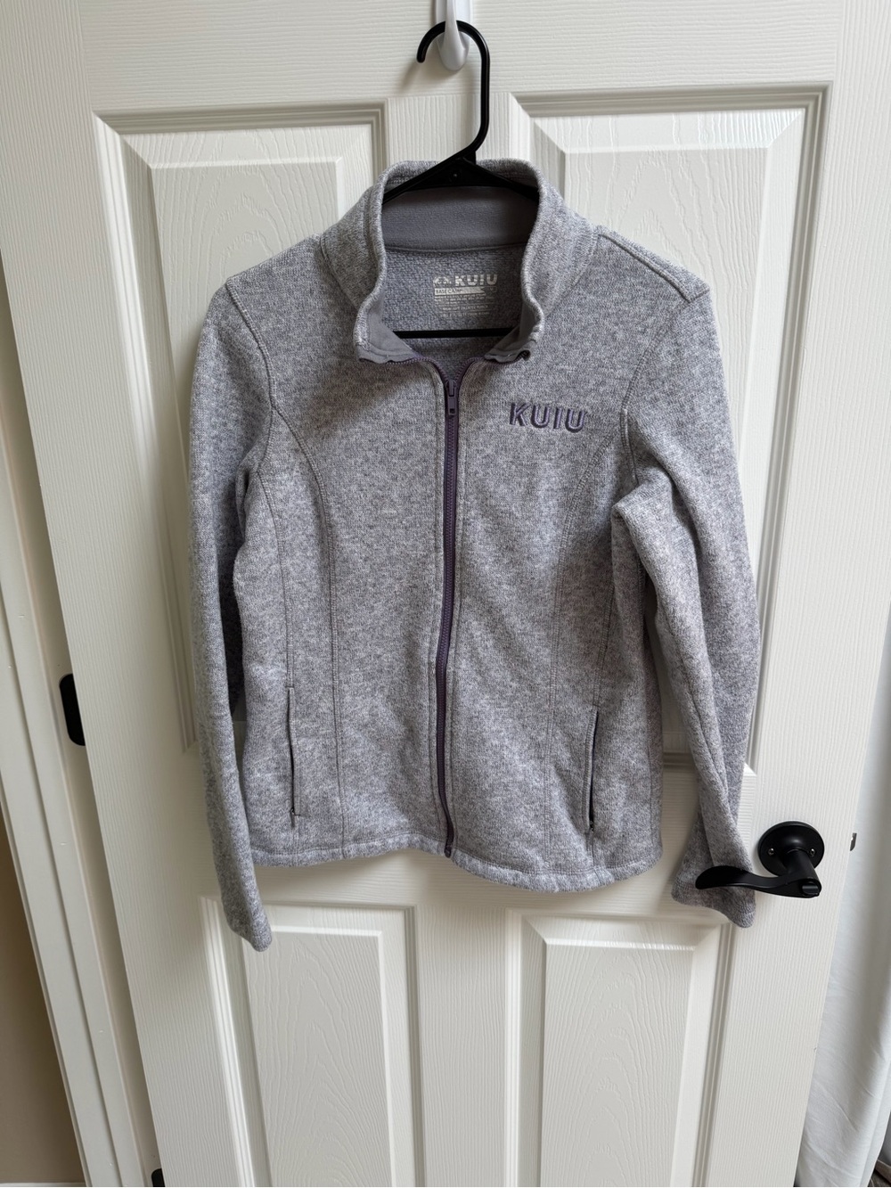 KUIU Light Heather Gray Fleece Jacket with Lavender Accents